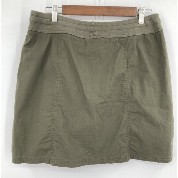 Croft & Barrow Stretch Olive Green Skort Women 12 Elastic Waist Drawstring Pocke - Picture 2 of 8